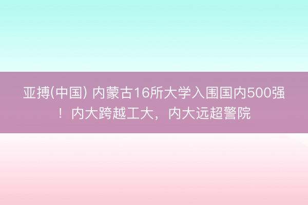 亚搏(中国) 内蒙古16所大学入围国内500强！内大跨越工大，内大远超警院
