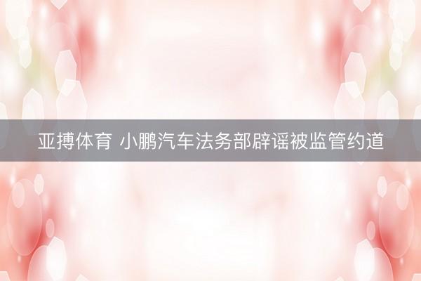 亚搏体育 小鹏汽车法务部辟谣被监管约道