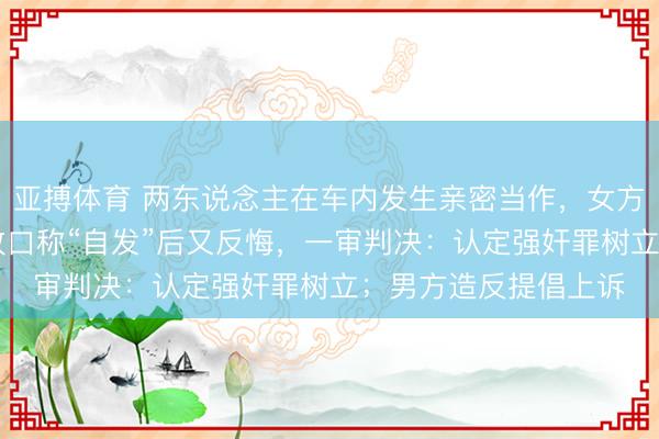亚搏体育 两东说念主在车内发生亲密当作，女方收取30万元后屡次改口称“自发”后又反悔，一审判决：认定强奸罪树立；男方造反提倡上诉