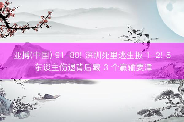 亚搏(中国) 91-80! 深圳死里逃生扳 1-2! 5 东谈主伤退背后藏 3 个赢输要津