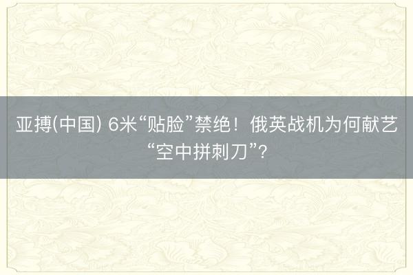亚搏(中国) 6米“贴脸”禁绝！俄英战机为何献艺“空中拼刺刀”？
