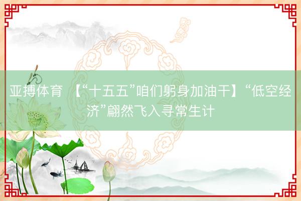 亚搏体育 【“十五五”咱们躬身加油干】“低空经济”翩然飞入寻常生计
