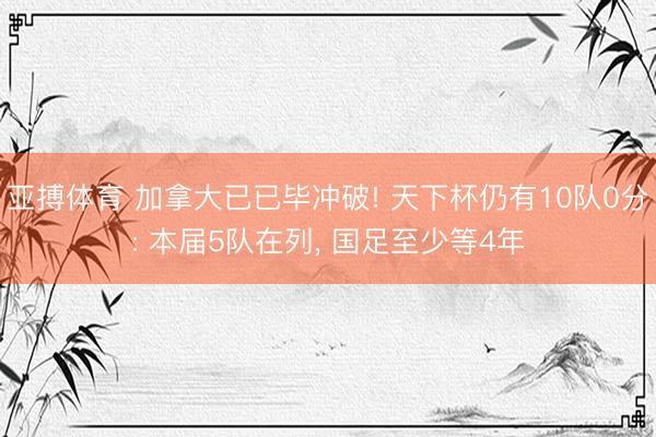 亚搏体育 加拿大已已毕冲破! 天下杯仍有10队0分: 本届5队在列, 国足至少等4年
